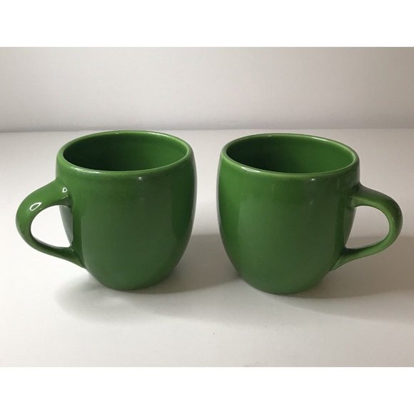 Starbucks Coffee 2005 Solid Green Pair Of Coffee Tea Mugs Cups 14oz